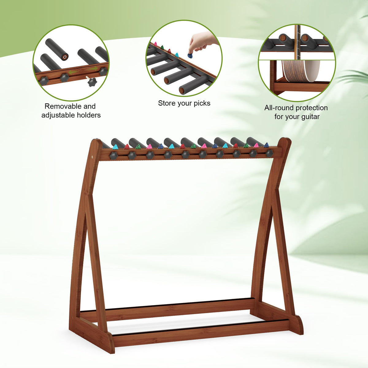 Foldable Adjustable Guitar Stand Rack with No-Slip Non-Scratch Padding W91748