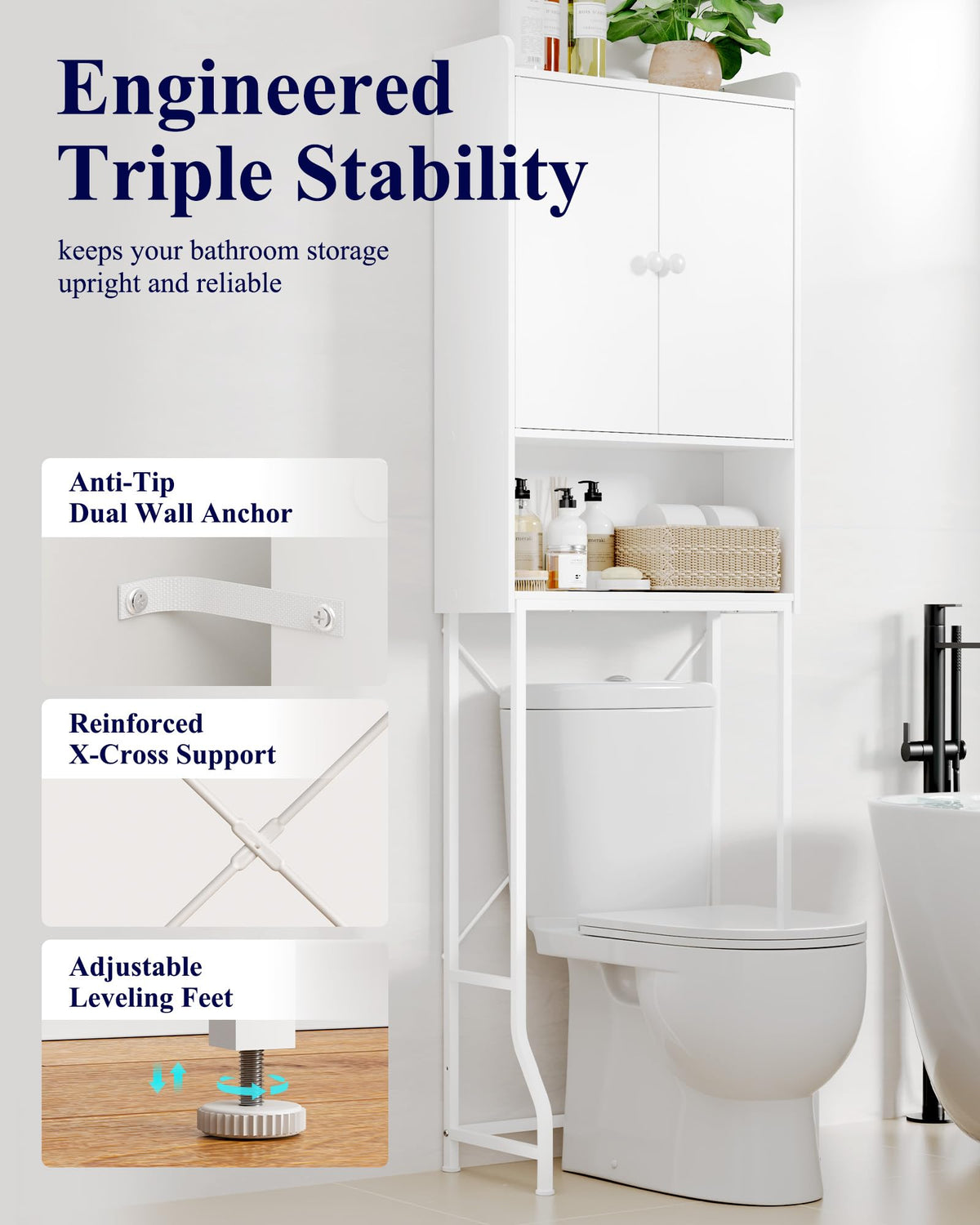 Over Toilet Storage Cabinet with Adjustable Shelf H3056