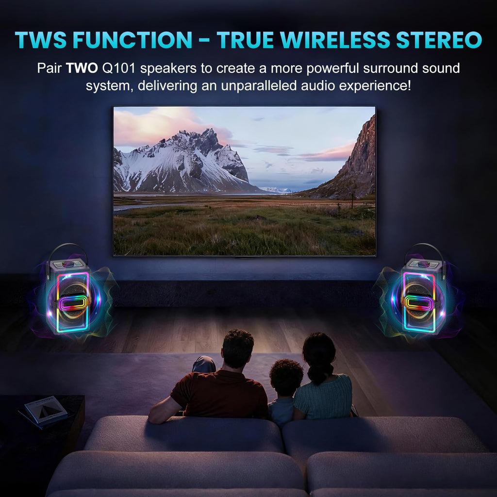 Bluetooth Speaker, 120W Peak Power Portable Wireless (Black) W3927