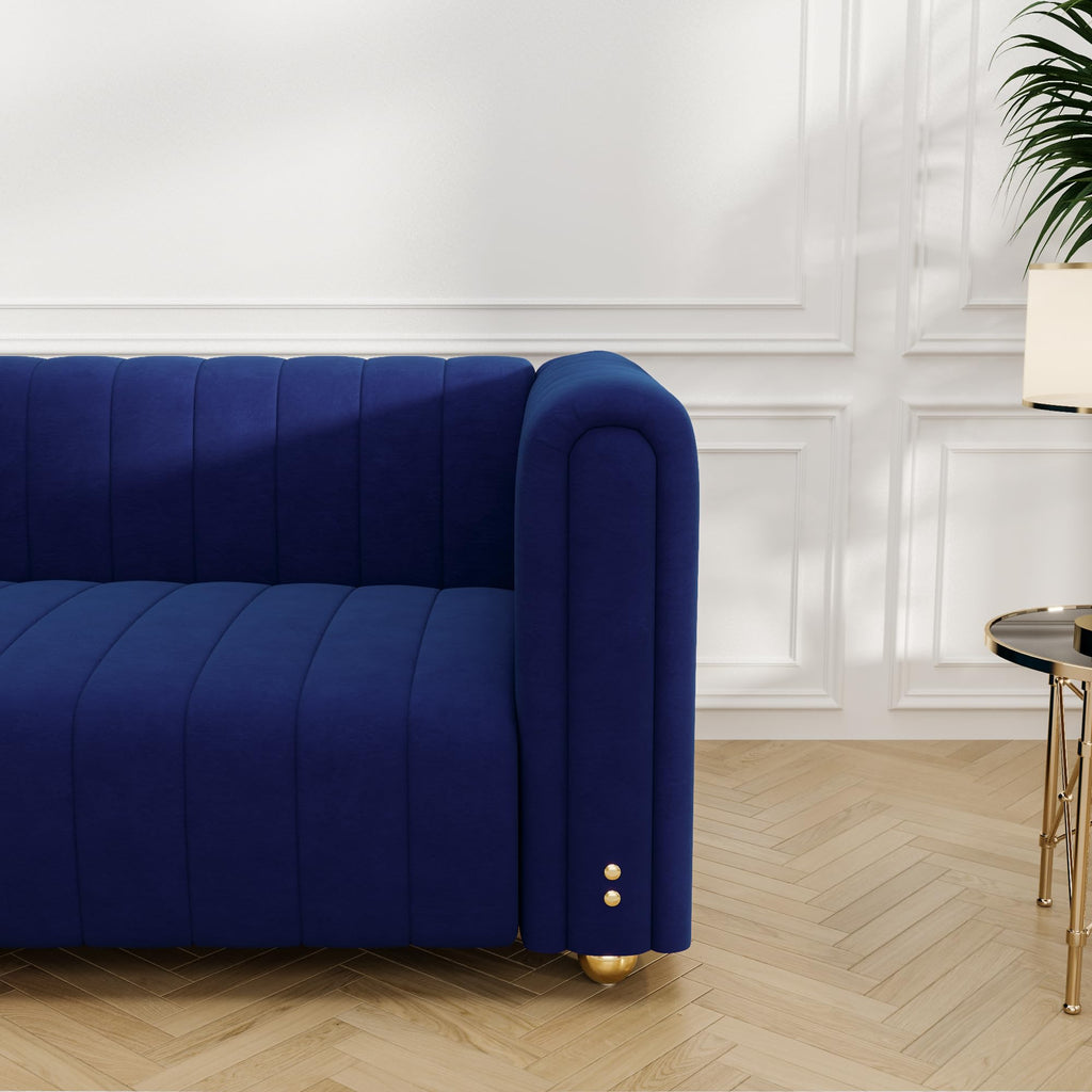 Blue Tufted Velvet Sofa with Metal Legs C185766