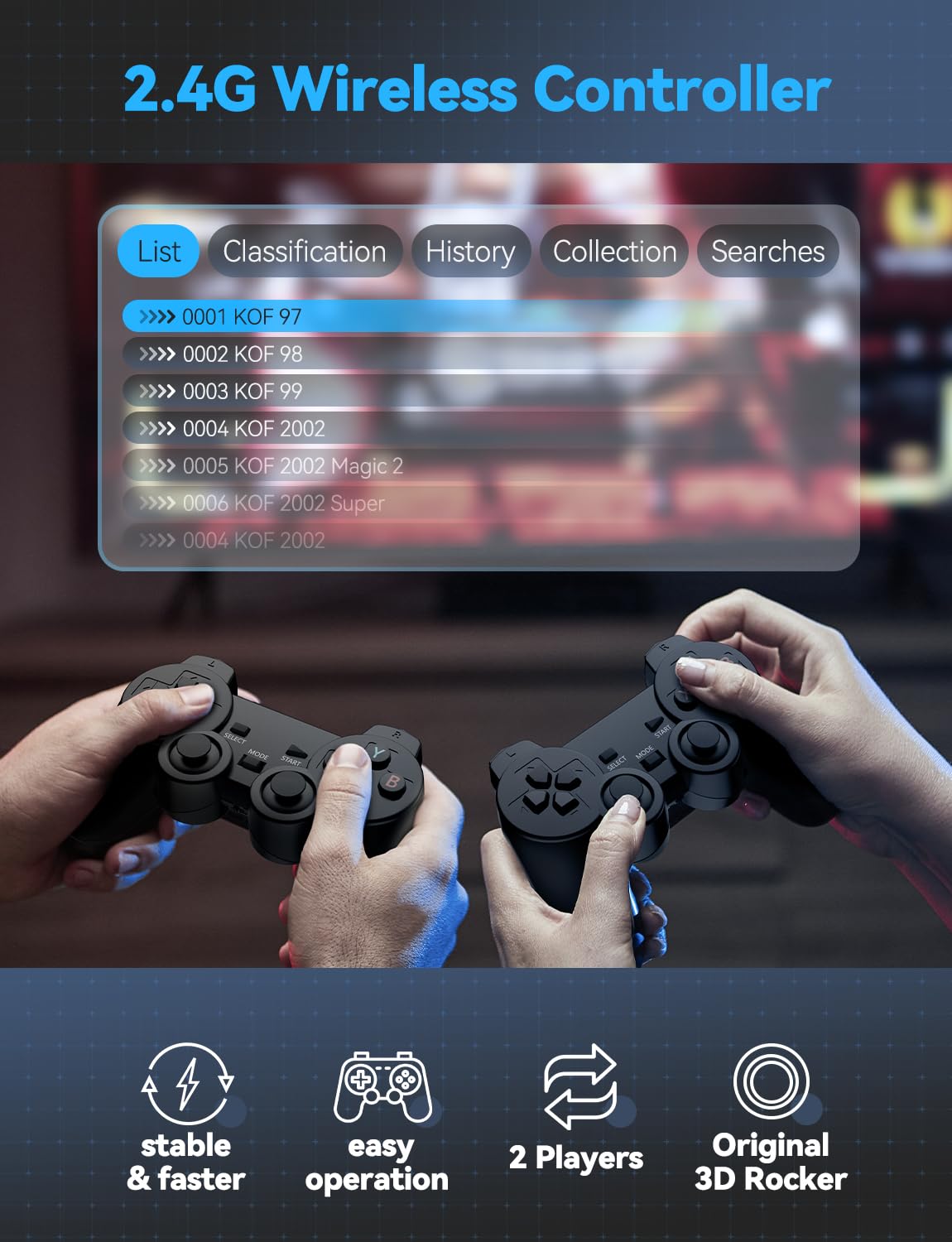 Black 4K Retro Gaming Console with 2.4G Wireless Controllers D409966