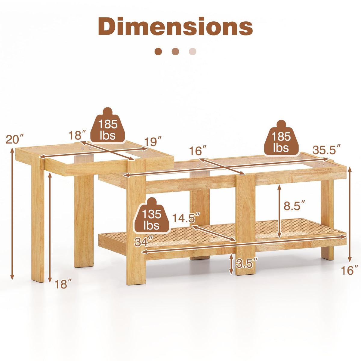 Nesting Coffee Table Set of 2 Rattan Tempered Glass R683397