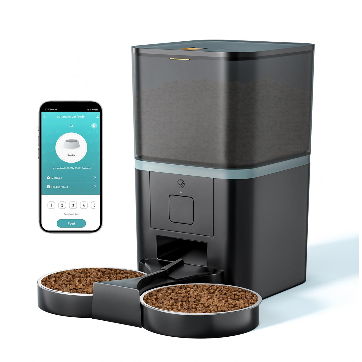 Automatic WiFi App Control Cat Feeder with Stainless Steel Bowl X6442