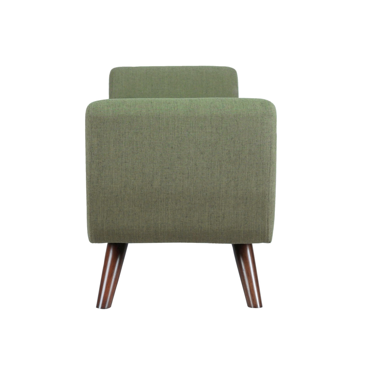 Olive Green Woven Storage Bench with Wood Legs M10149
