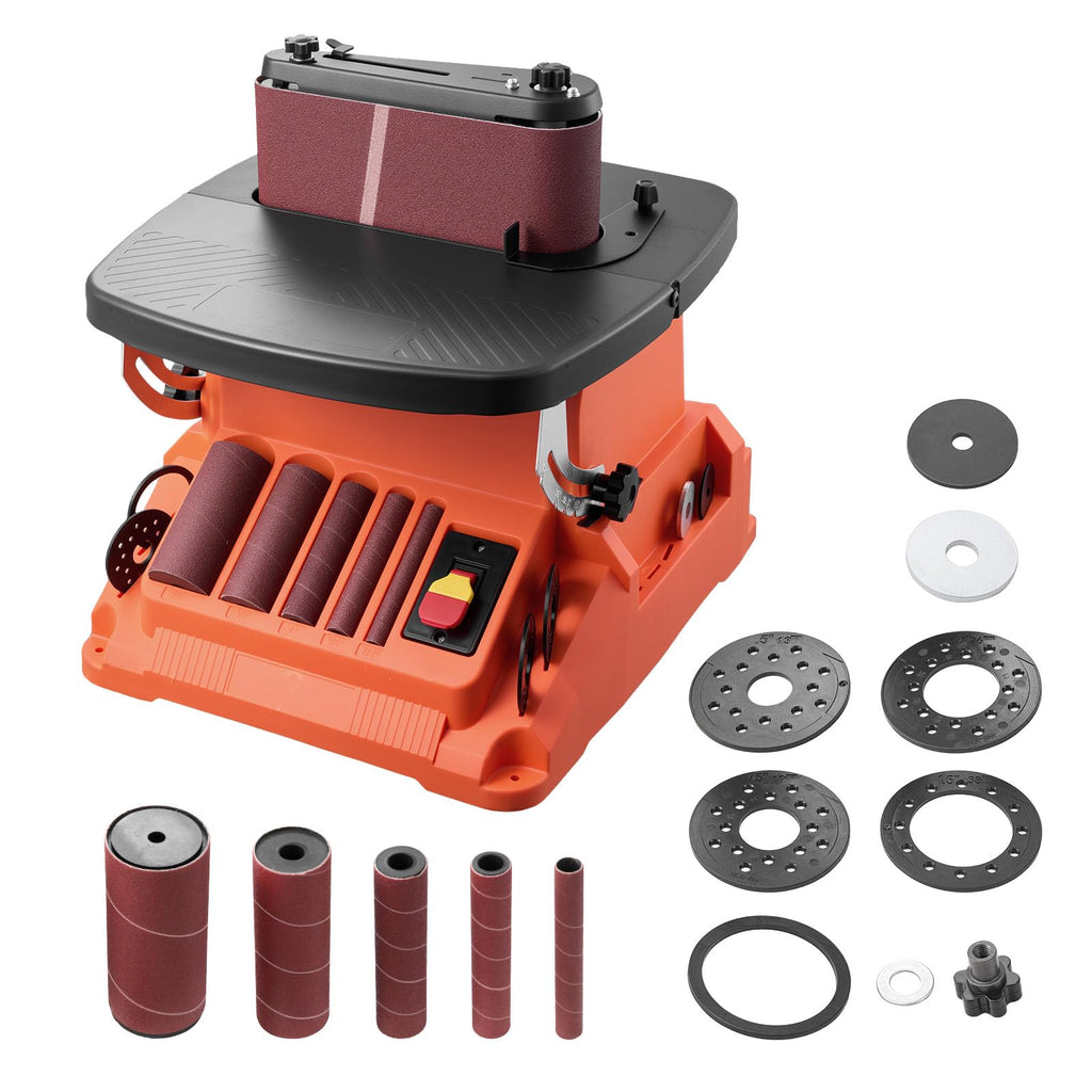 Oscillating Belt and Spindle Sander, 2400RPM Benchtop with 5 Sleeves & Sanding Belt R524