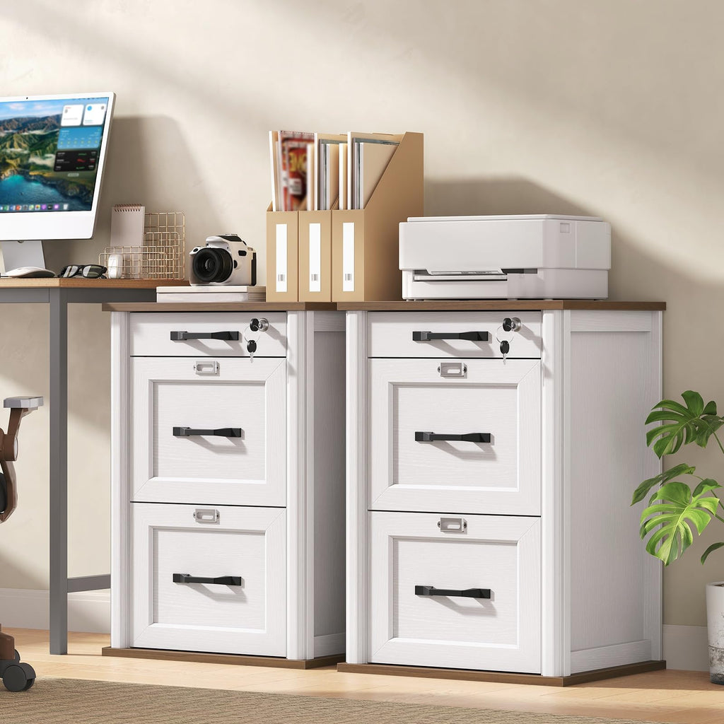 3 Drawer File Cabinet with Lock Set of 2 V101