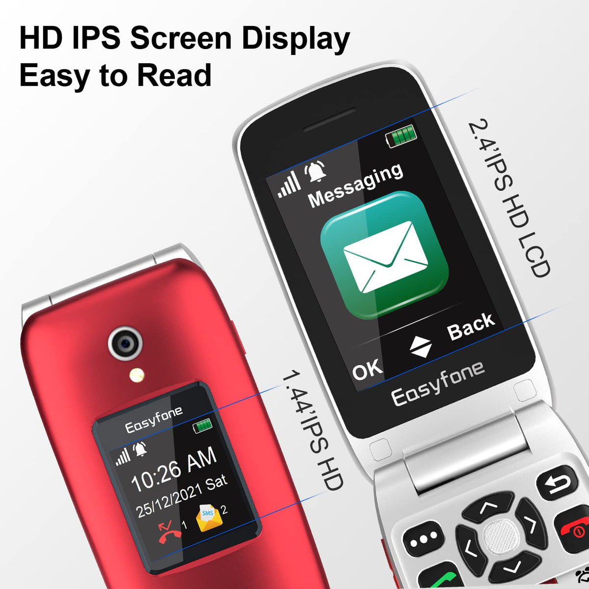 Unlocked 4G Big Button Flip Cell Phone with SOS Button & Charging Dock N14957