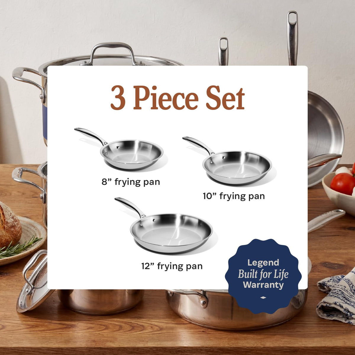 3-Piece Stainless Frying Pan Set B4470
