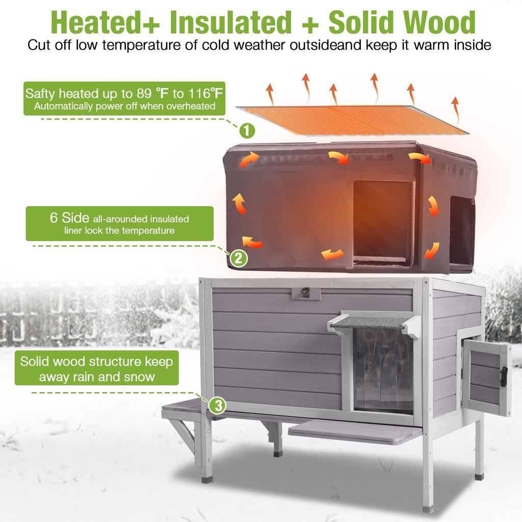 Heated Insulated Weatherproof Outdoor Cat House C41485