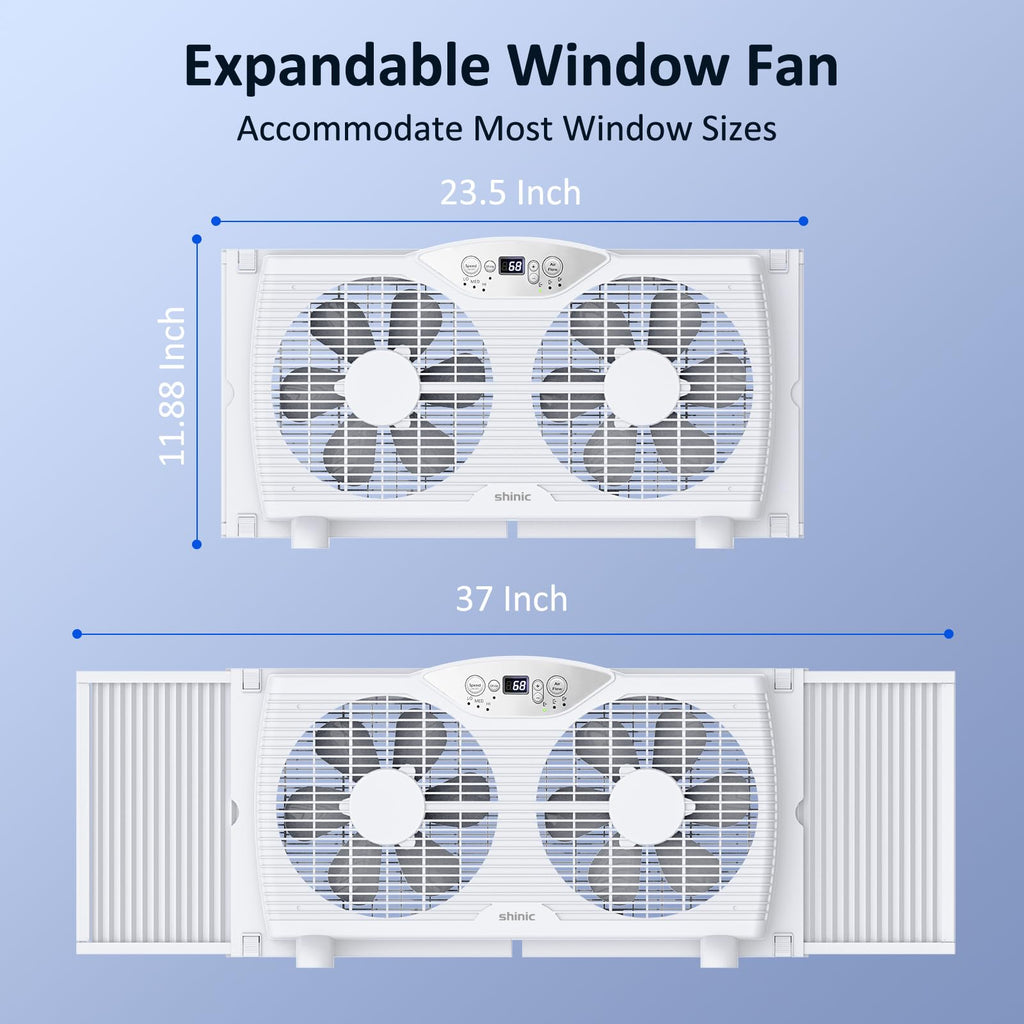 Twin Window Fan with 9-Inch Blades, 3 Speeds, Thermostat Control L427222