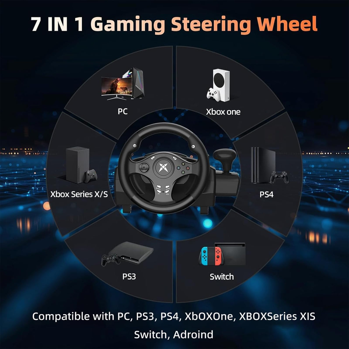 Gaming Steering Wheel with Pedals I529305