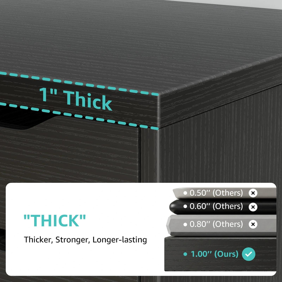 Black Computer Desk with Drawers B610134