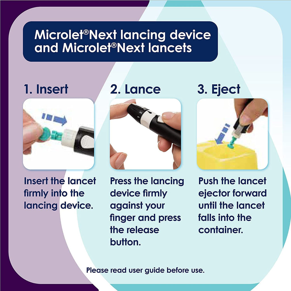 Colored Lancets 100 Each Pack of 2 with Lancing Device O961