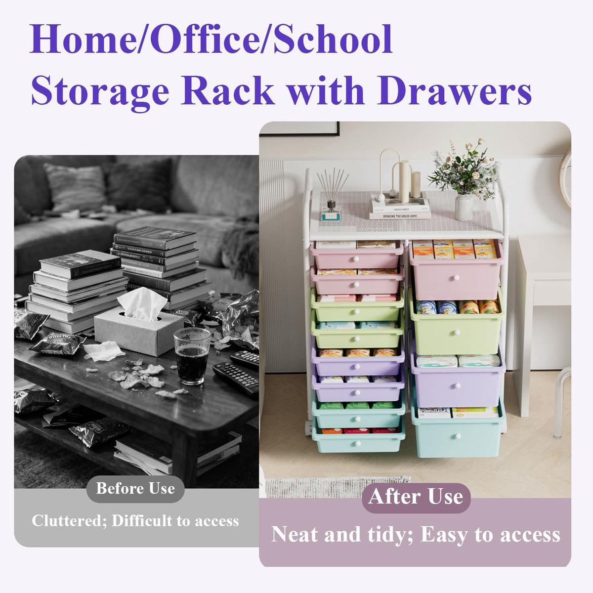 6 Drawers Rolling Storage Cart with Metal Frame J17082
