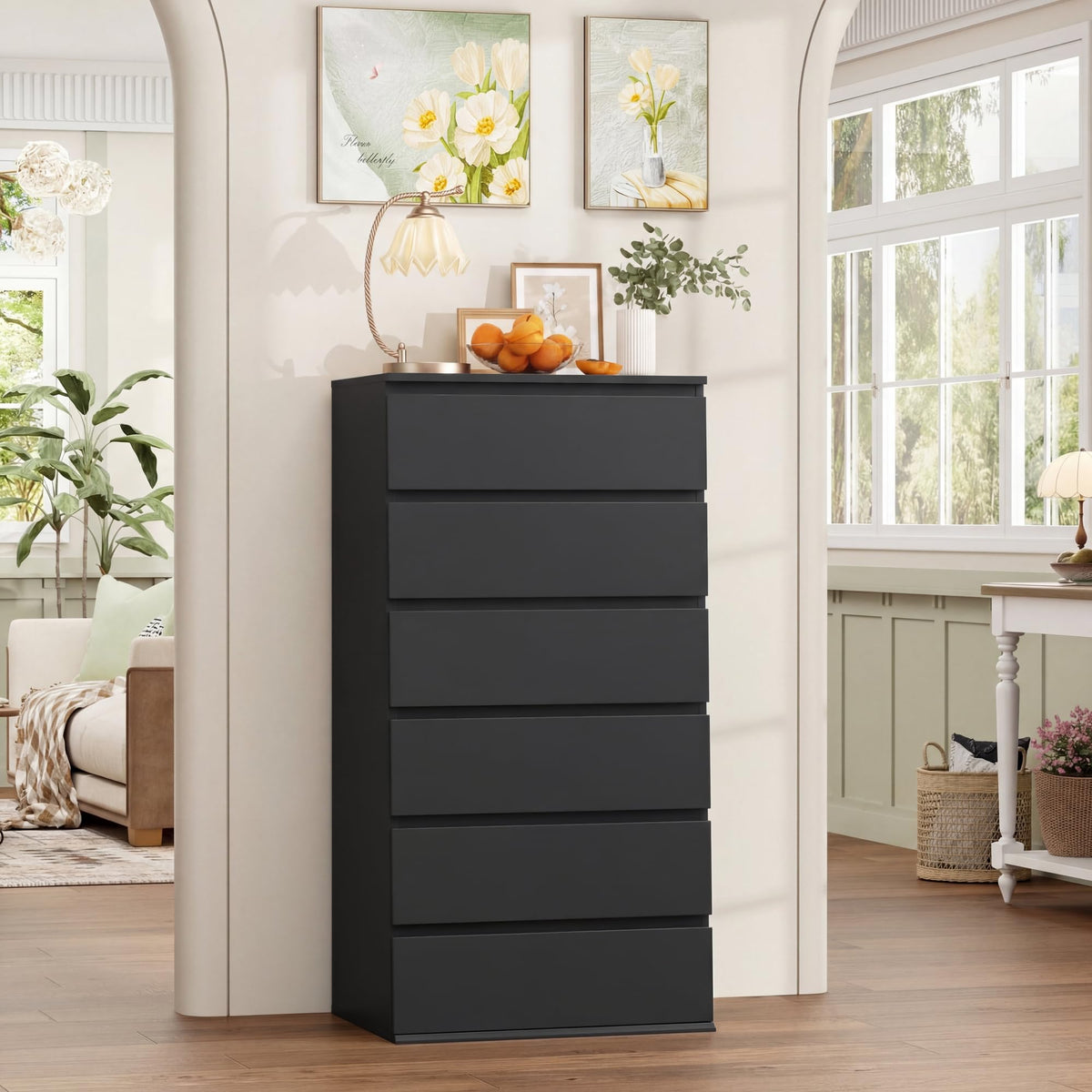 Black 6 Drawer Dresser U875