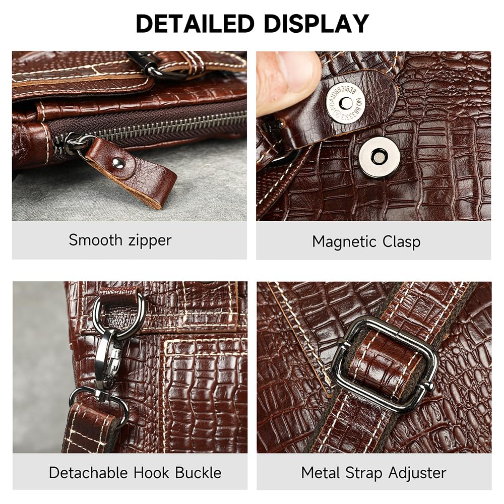 Genuine Leather Crocodile Embossed Mini Messenger Bag V513