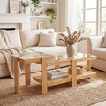 Nesting Coffee Table Set of 2 Rattan Tempered Glass R683397