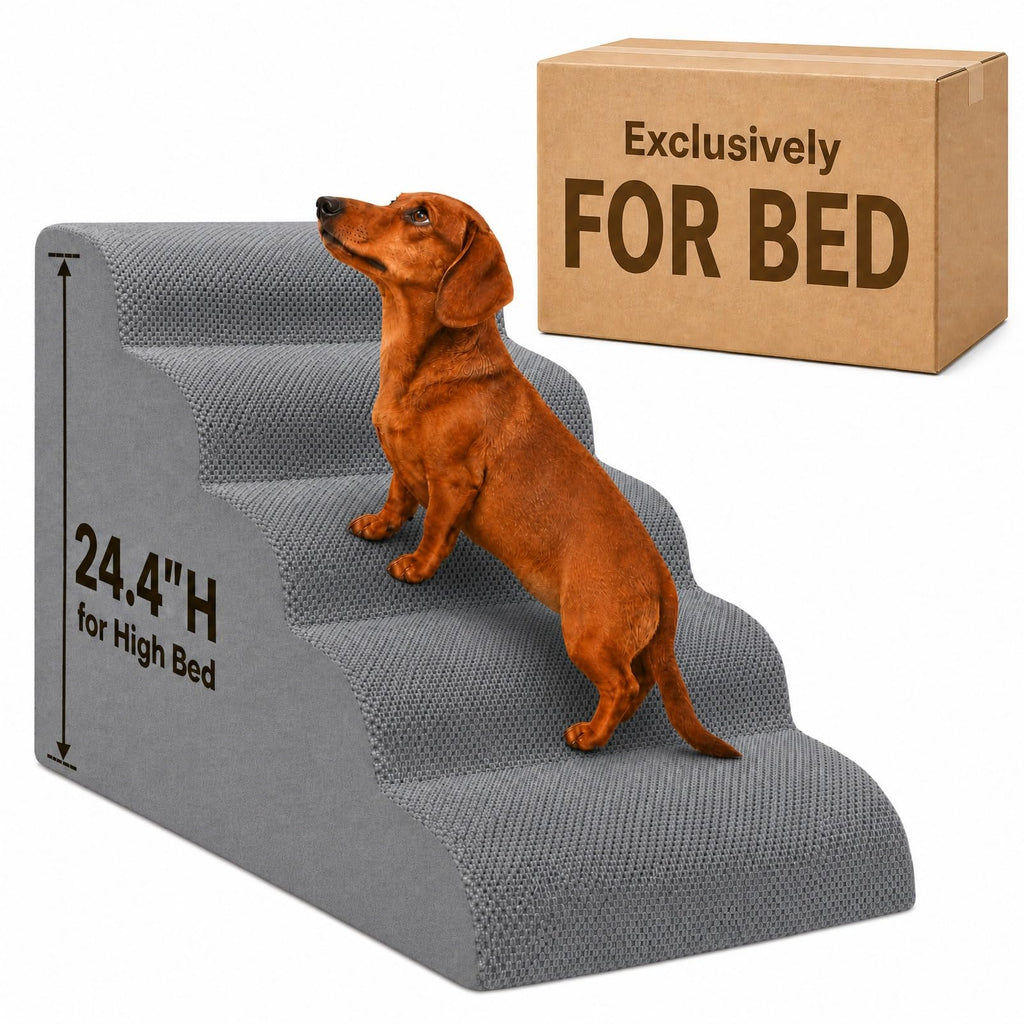 Dog Ramp, Pet Ramp, Dog Stairs, Non-Slip Ladder, 5-Step, Gray X96100