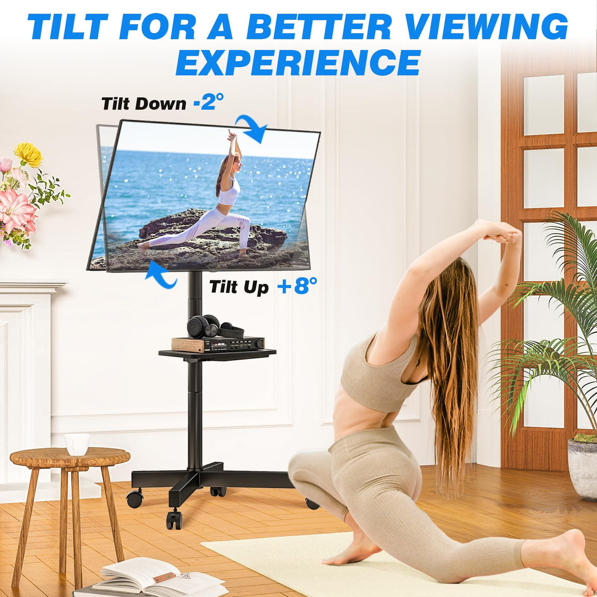 Mobile TV Stand for 23-65 Inch Flat Curved TVs Black P411