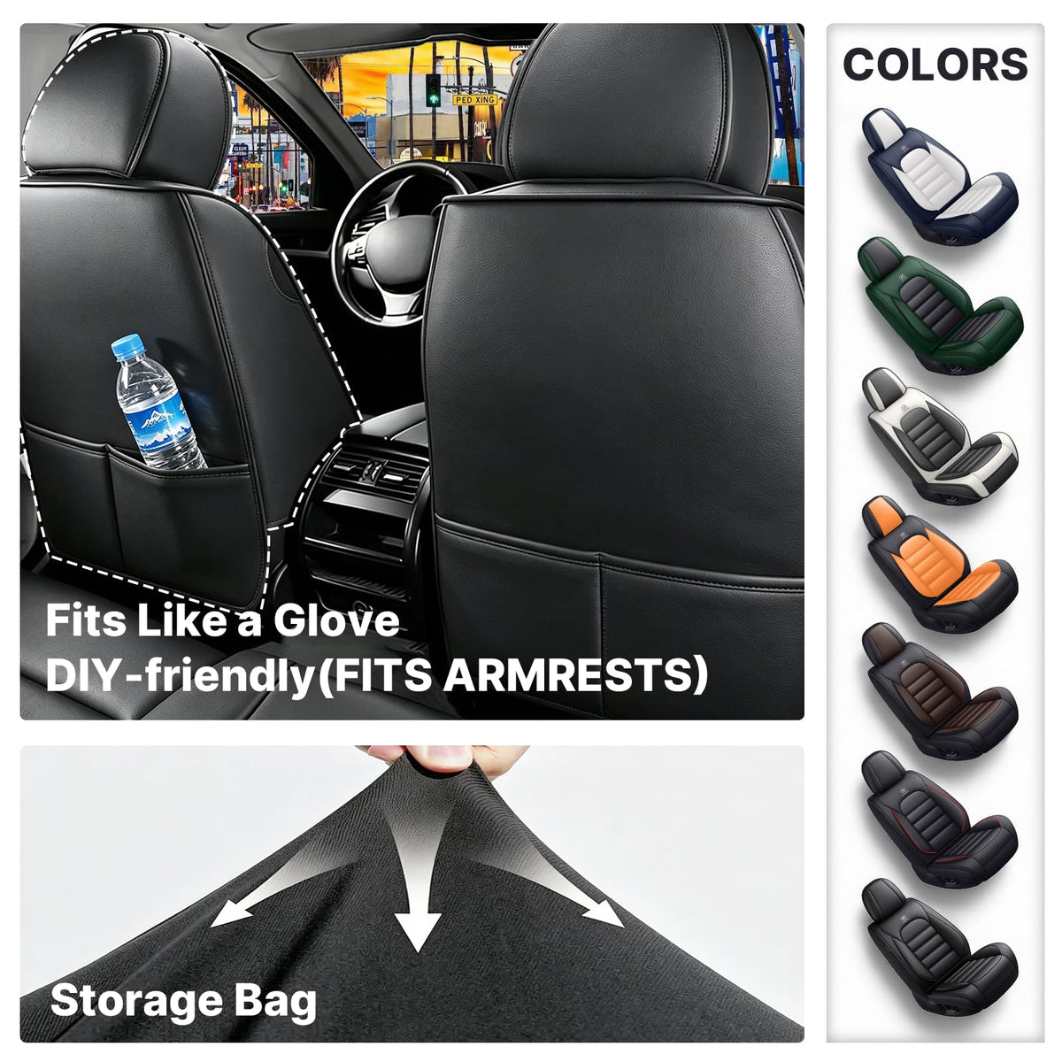 Waterproof Leather Car Seat Covers Set of 5 O915981