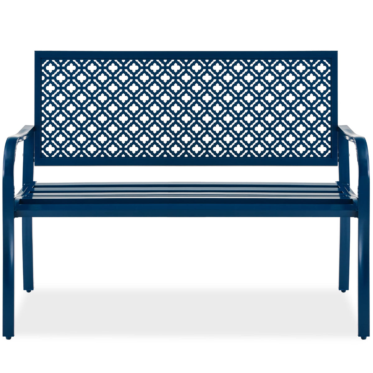Peacock Blue 2-Person Metal Steel Outdoor Bench Y55253