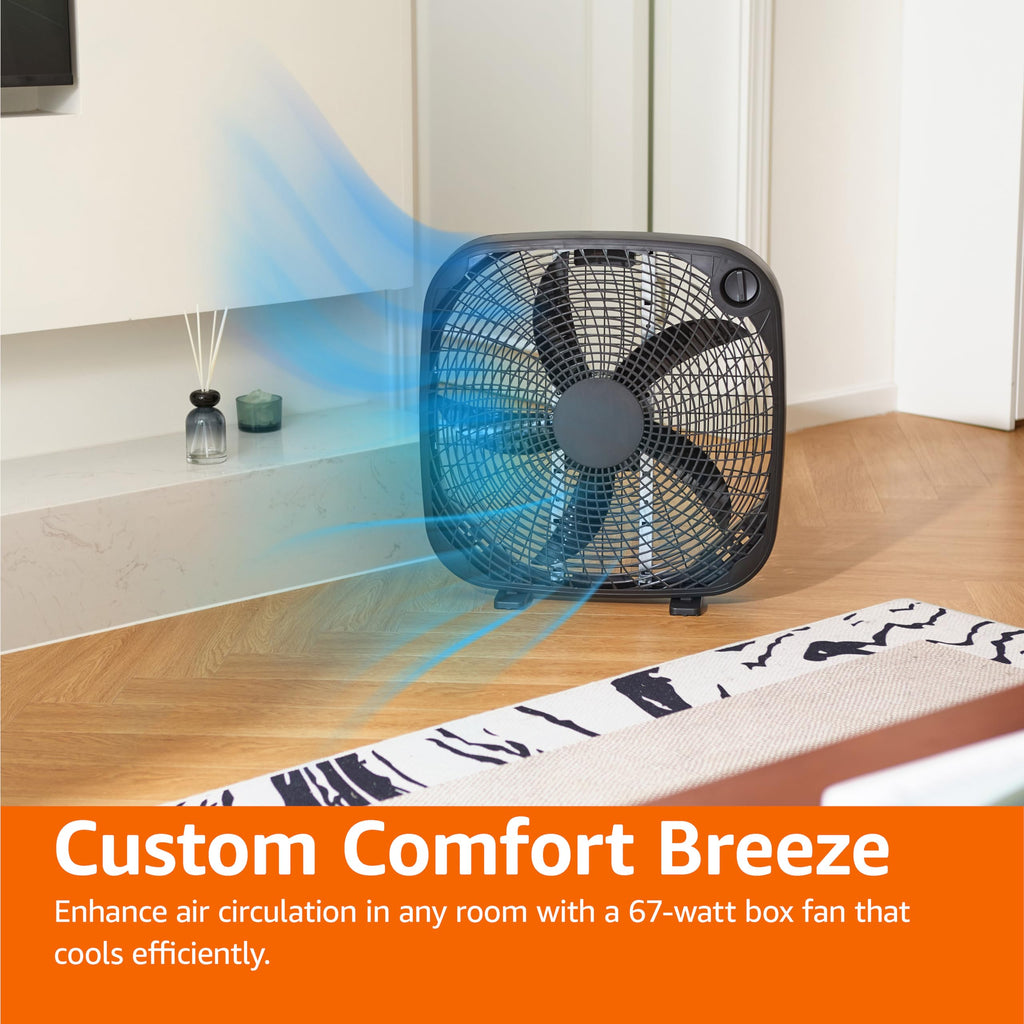 Black 20-Inch 3-Speed Box Fan with Carry Handle Y743228