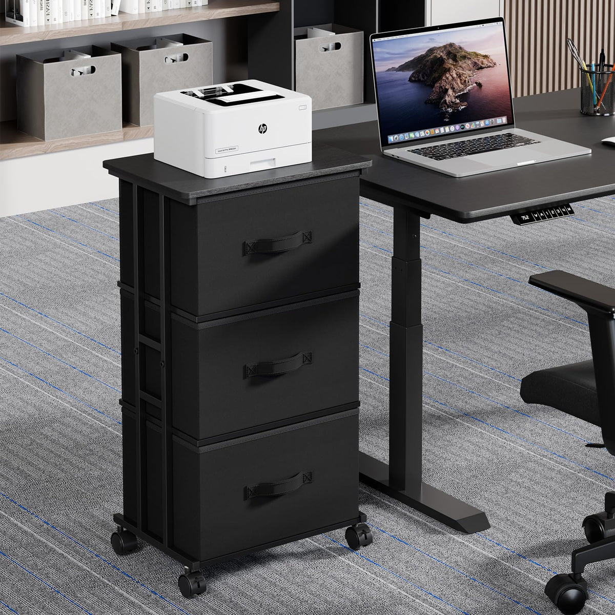 Black 3 Drawer Fabric Dresser M28468