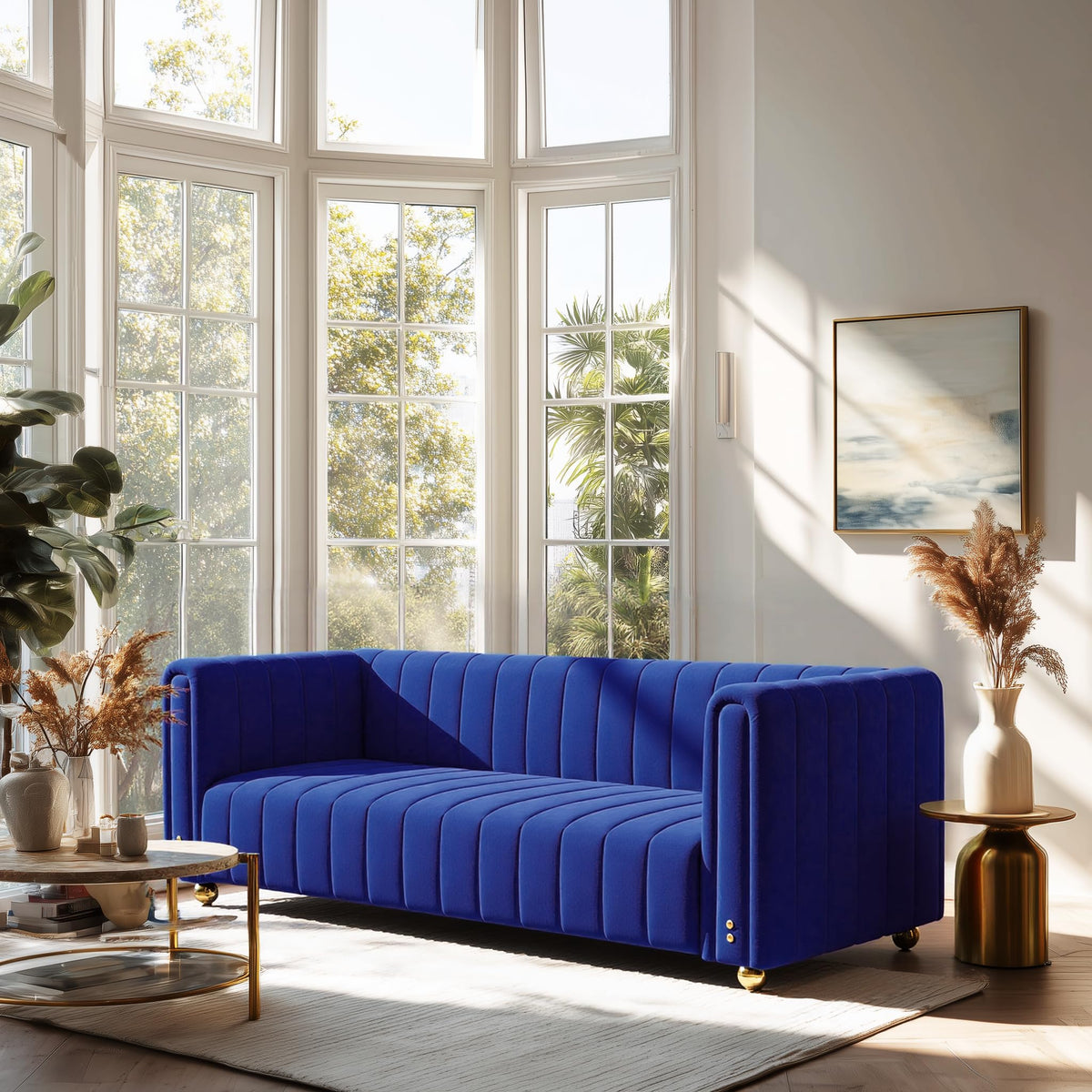 Blue Tufted Velvet Sofa with Metal Legs C185766