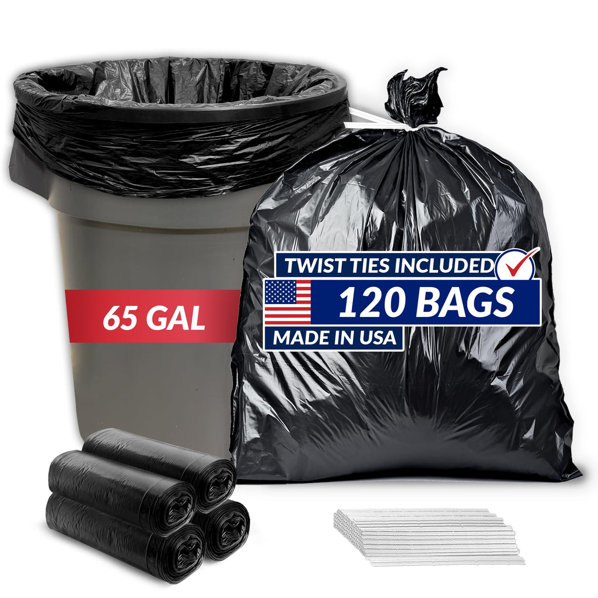 65 Gallon Heavy Duty Trash Bags O599074