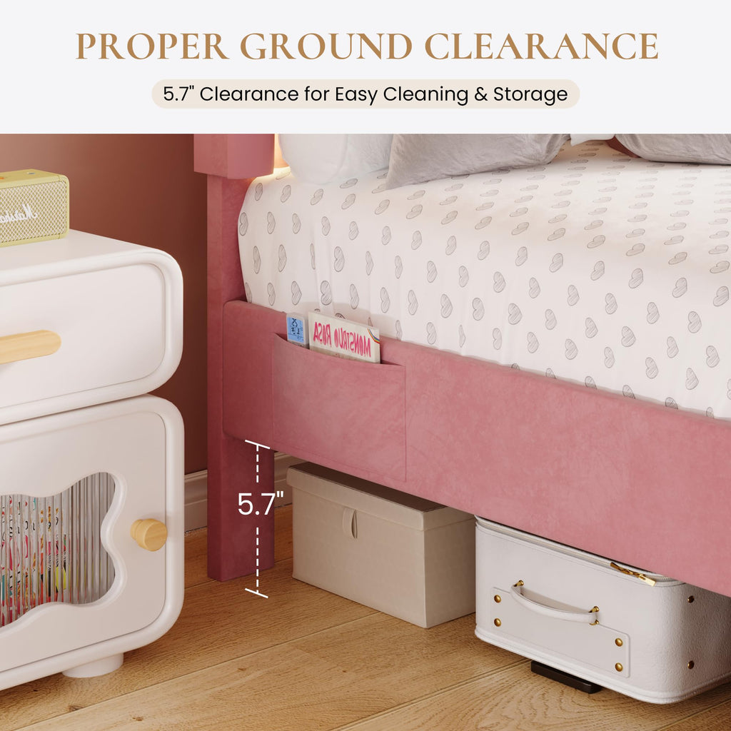 Twin Size Bed Frame with LED Lights and Storage Drawer O925219