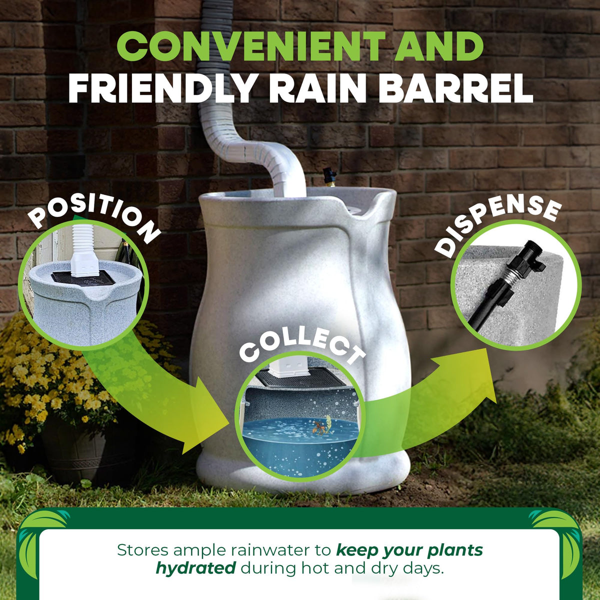 45 Gallon Light Granite Rain Barrel N8999