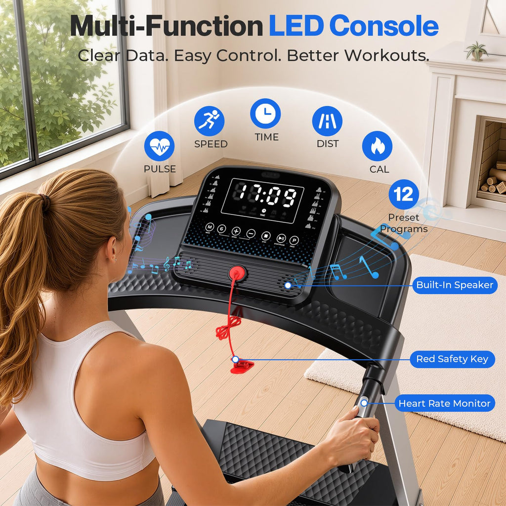 Foldable Treadmill with 10% Incline 400 LBS Capacity G53399