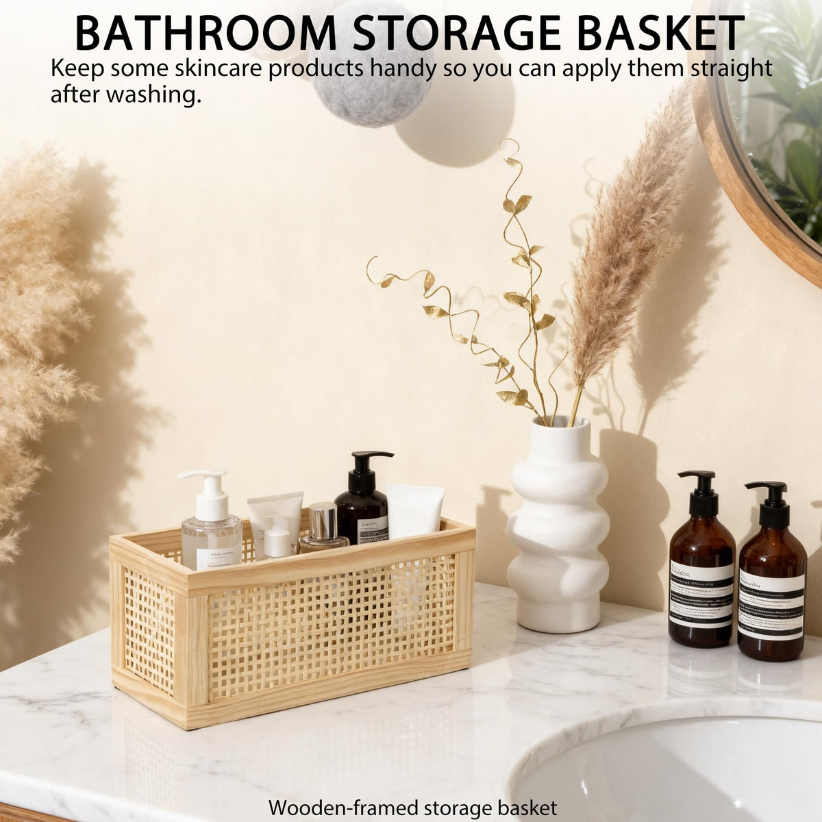 Rectangular Rattan Woven Storage Basket H415090