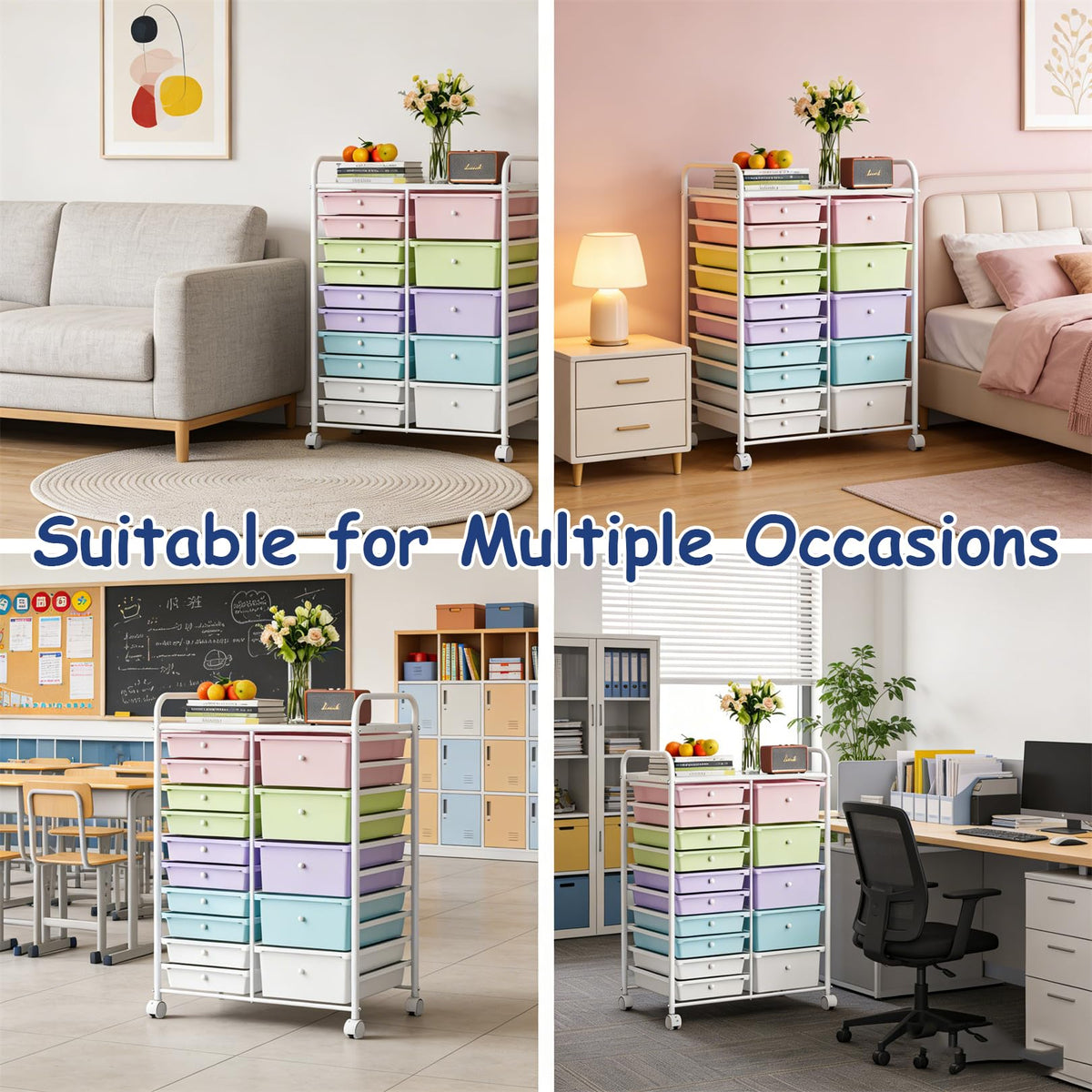6 Drawers Rolling Storage Cart with Metal Frame J17082