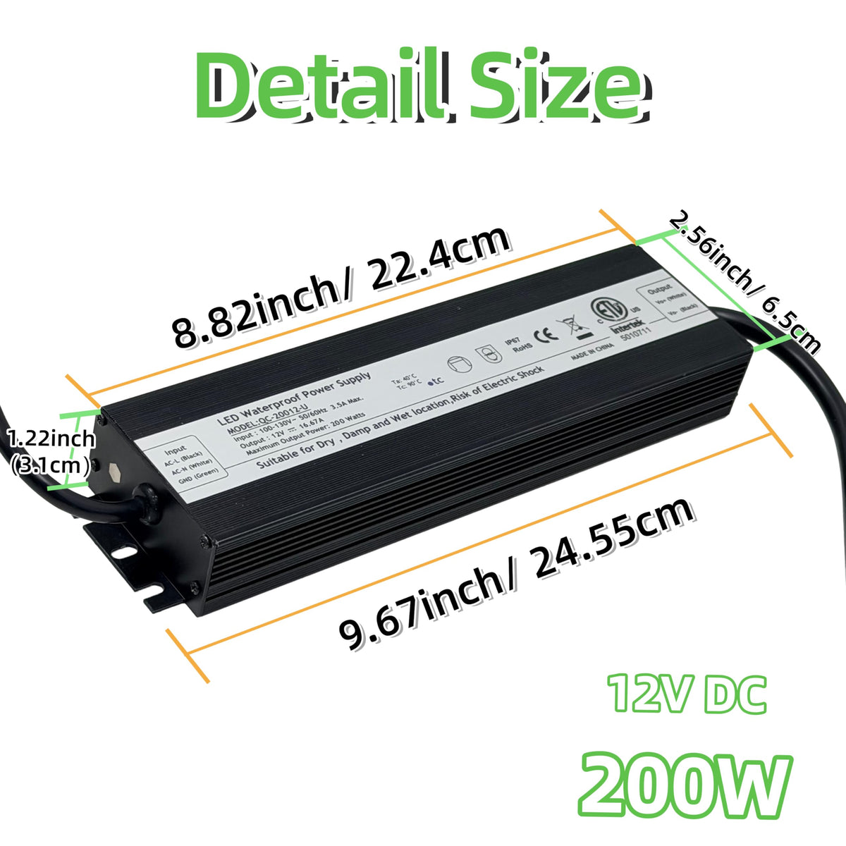 200W 12V DC Waterproof IP67 LED Driver Transformer Z184622