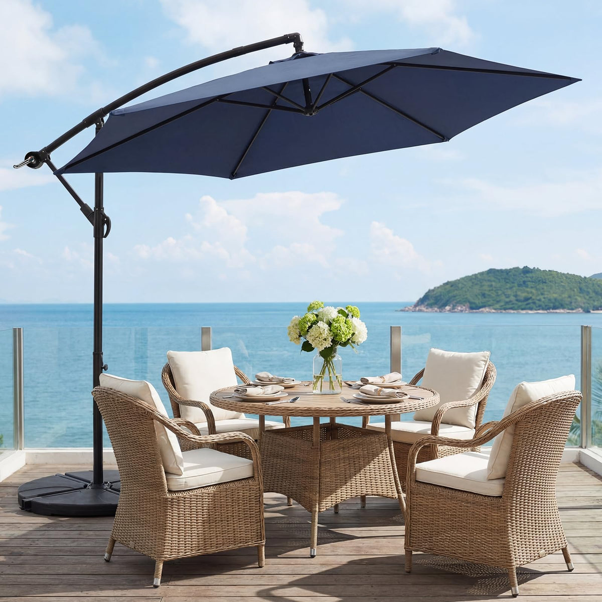 Offset Cantilever Patio Umbrella with Tilt and Crank A131099