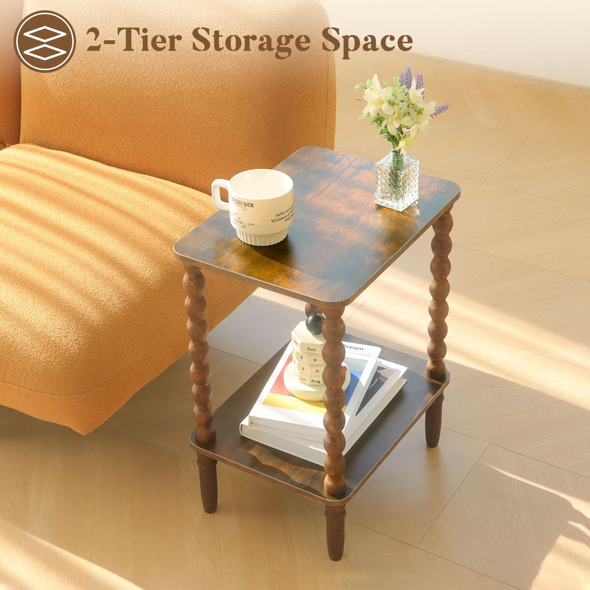 Side Table with 2-Tier Shelf Q1565