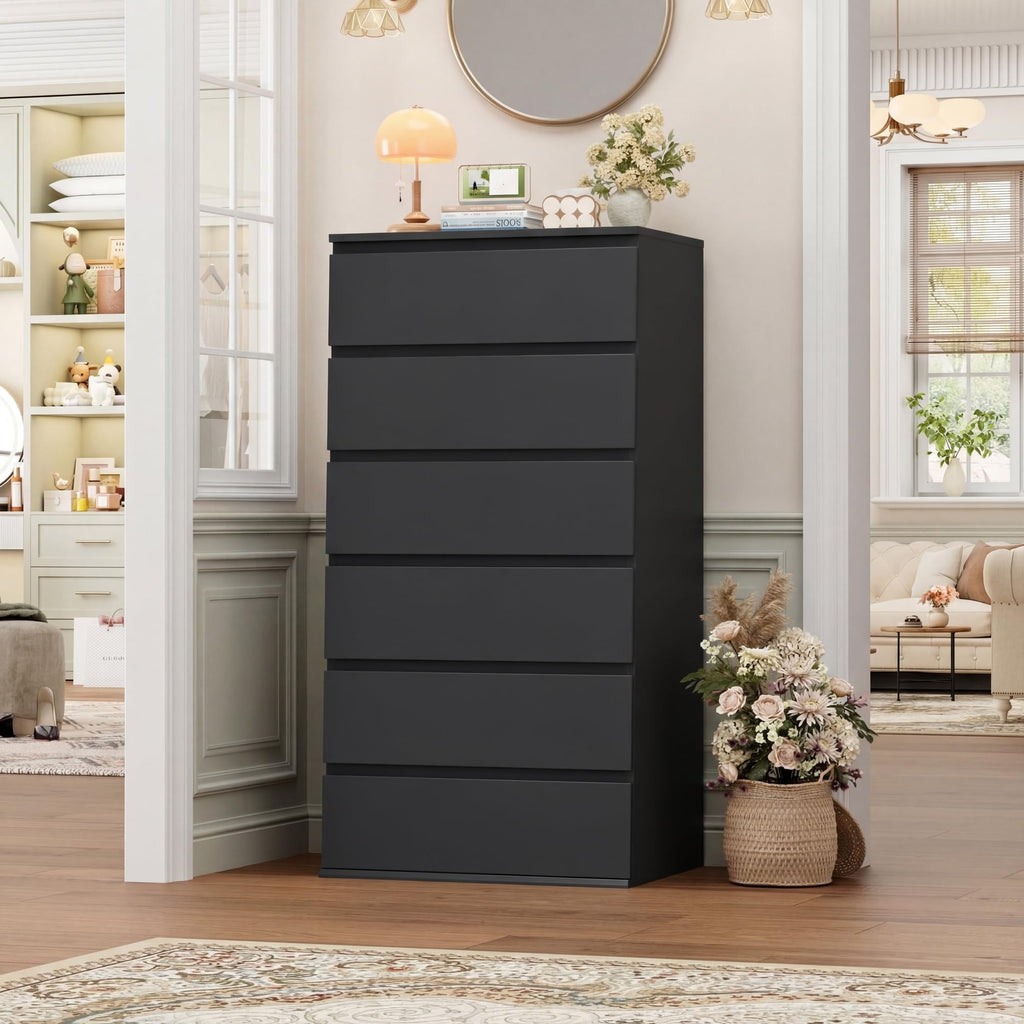 Black 6 Drawer Dresser U875