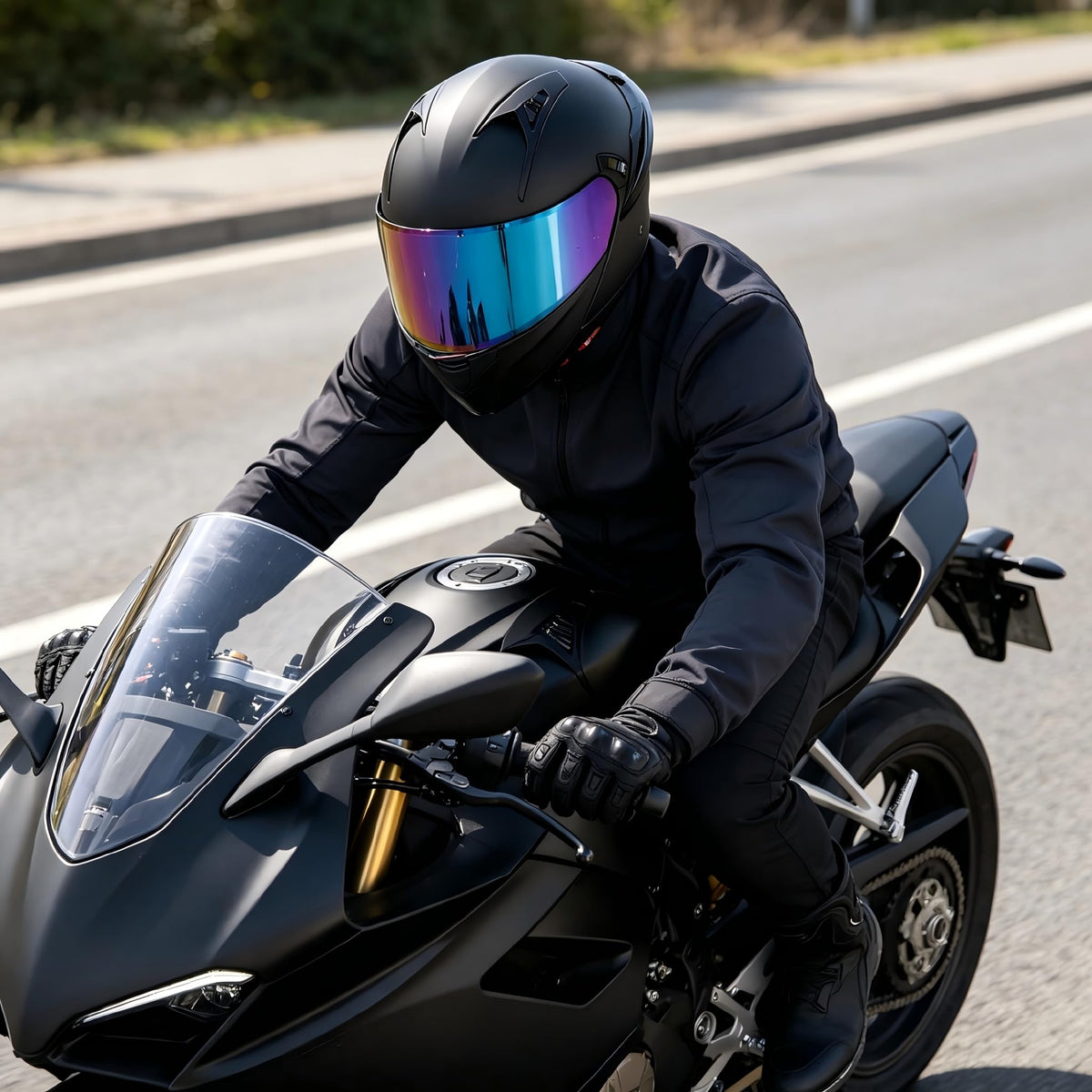 Modular Motorcycle Helmet Dual Visor Flip Up Full Face Matte Black XXL S486