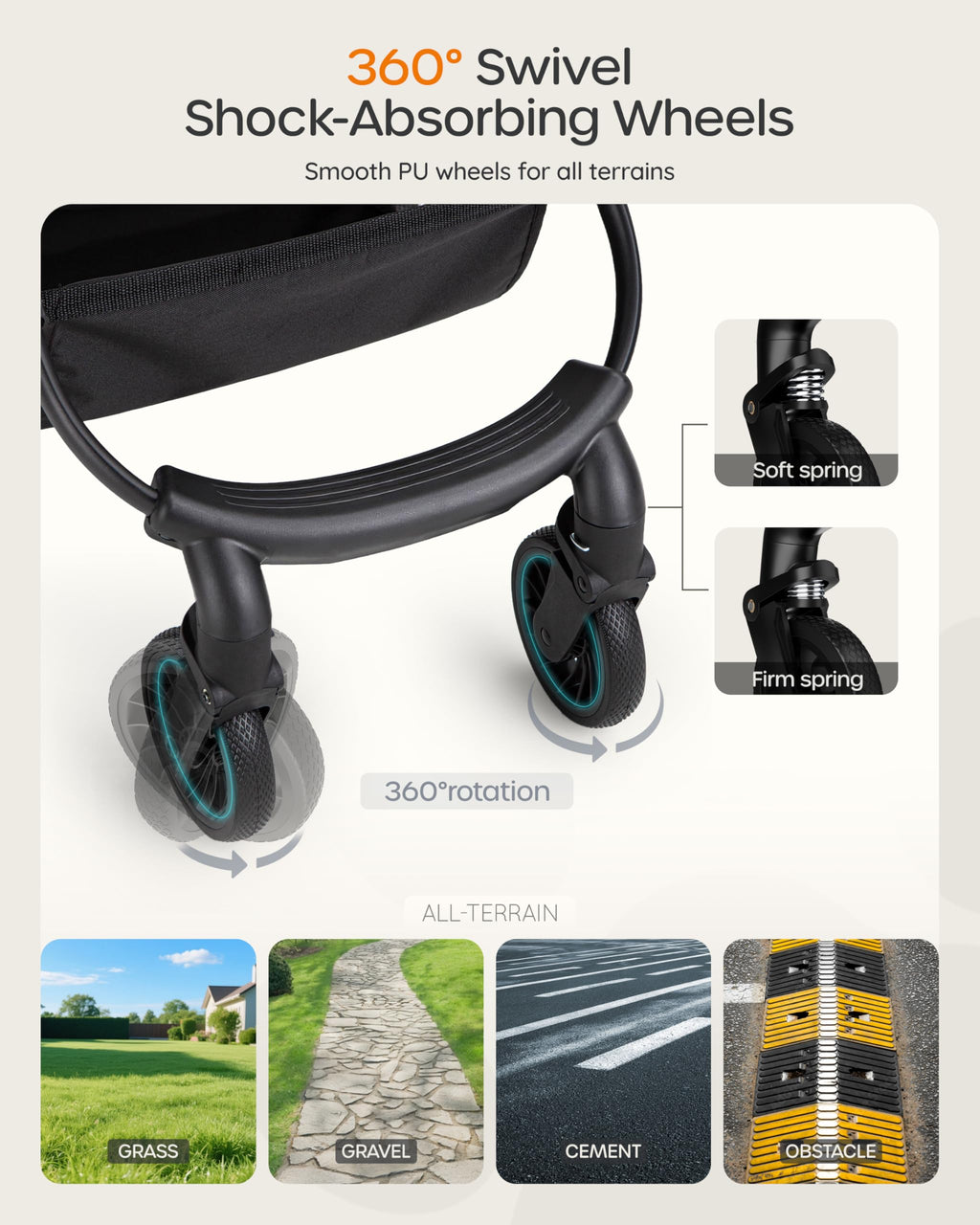 Foldable Pet Stroller with Detachable Carrier I43825