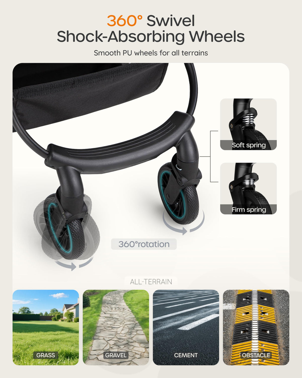 Foldable Pet Stroller with Detachable Carrier I43825