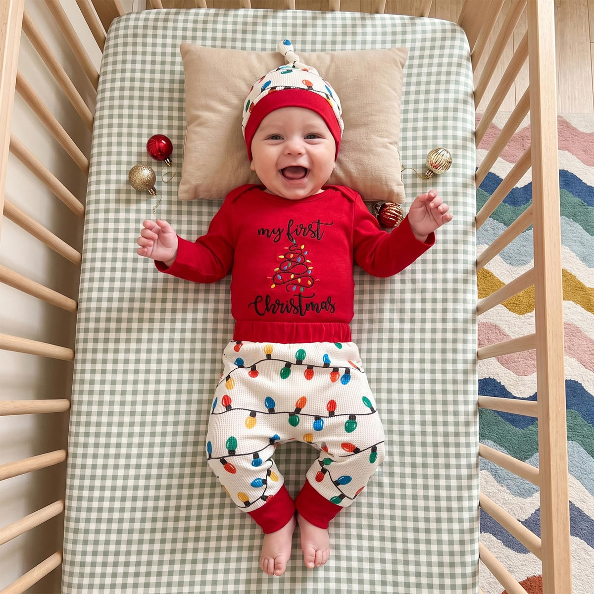 Christmas Baby Boy Outfit Romper Pants Hat W43585
