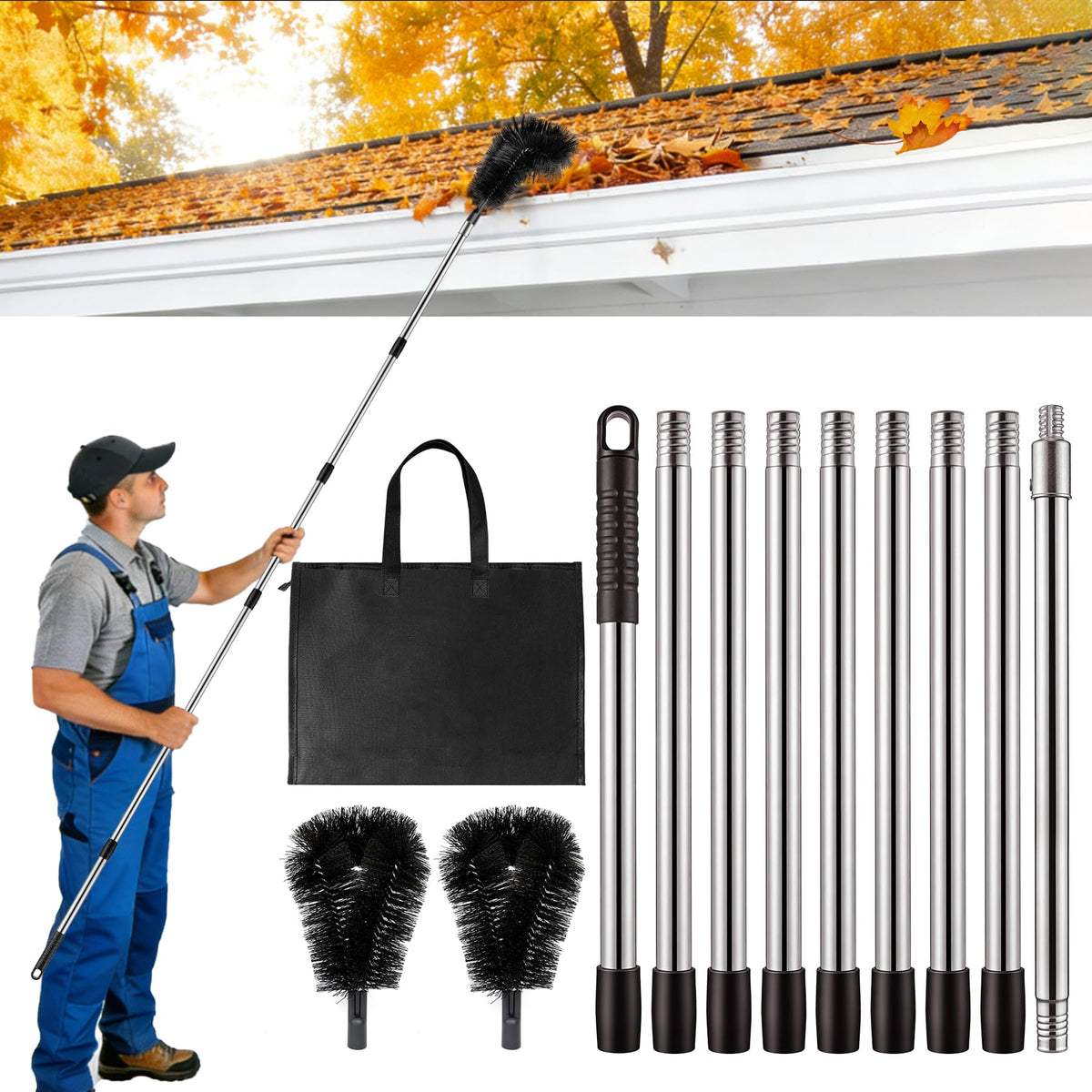 12.7FT Long Adjustable Gutter Cleaner & Brush U33582