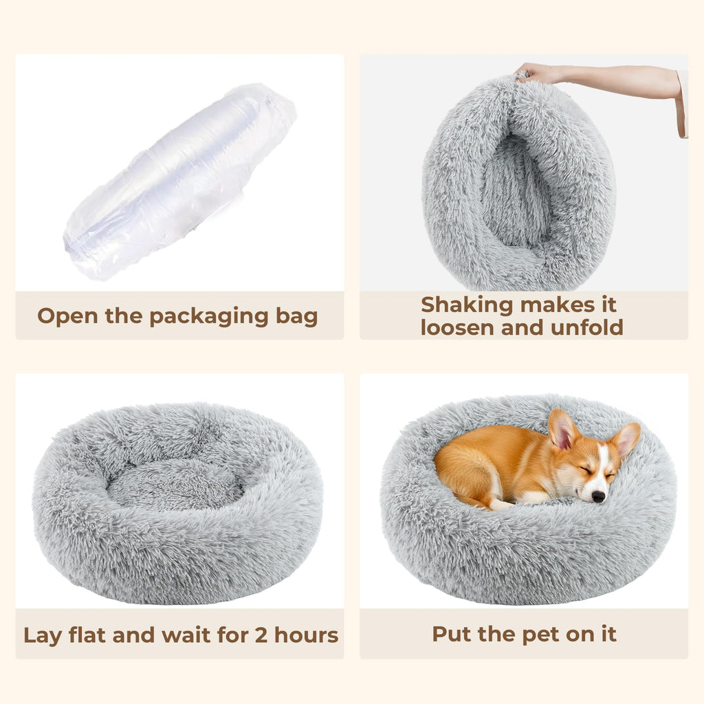 Round Fluffy Washable Anti-Anxiety Dog and Cat Bed D42156