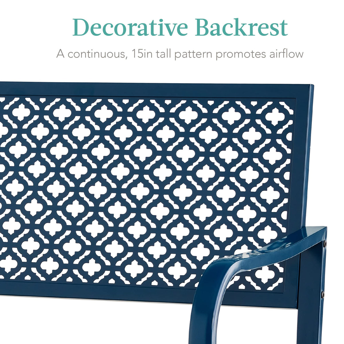 Peacock Blue 2-Person Metal Steel Outdoor Bench Y55253
