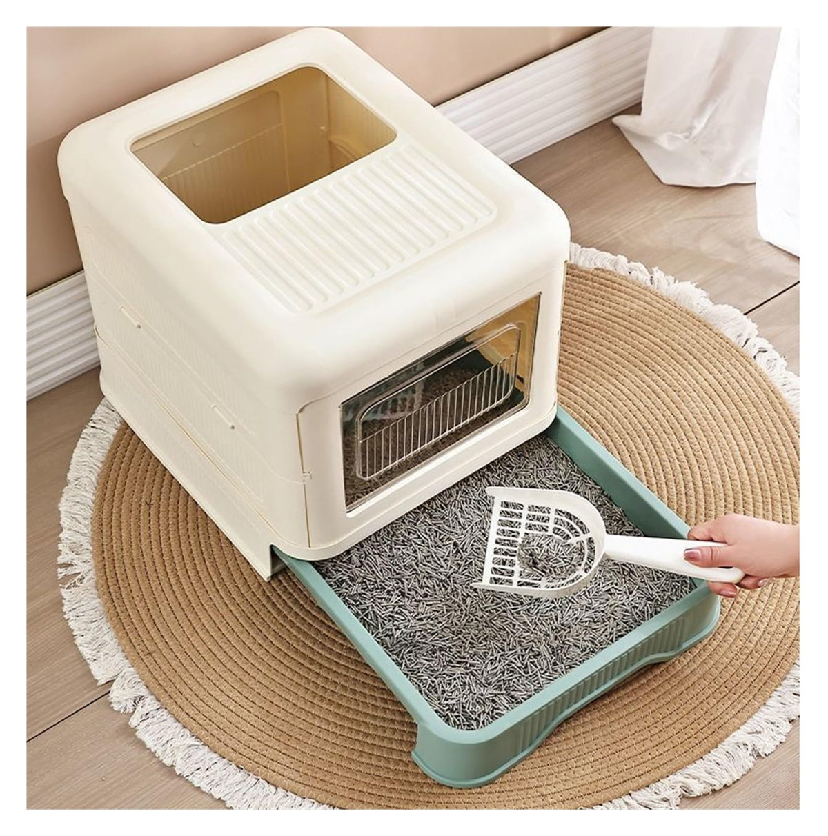 Fully Enclosed Cat Litter Box with Lid and Drawer M958512
