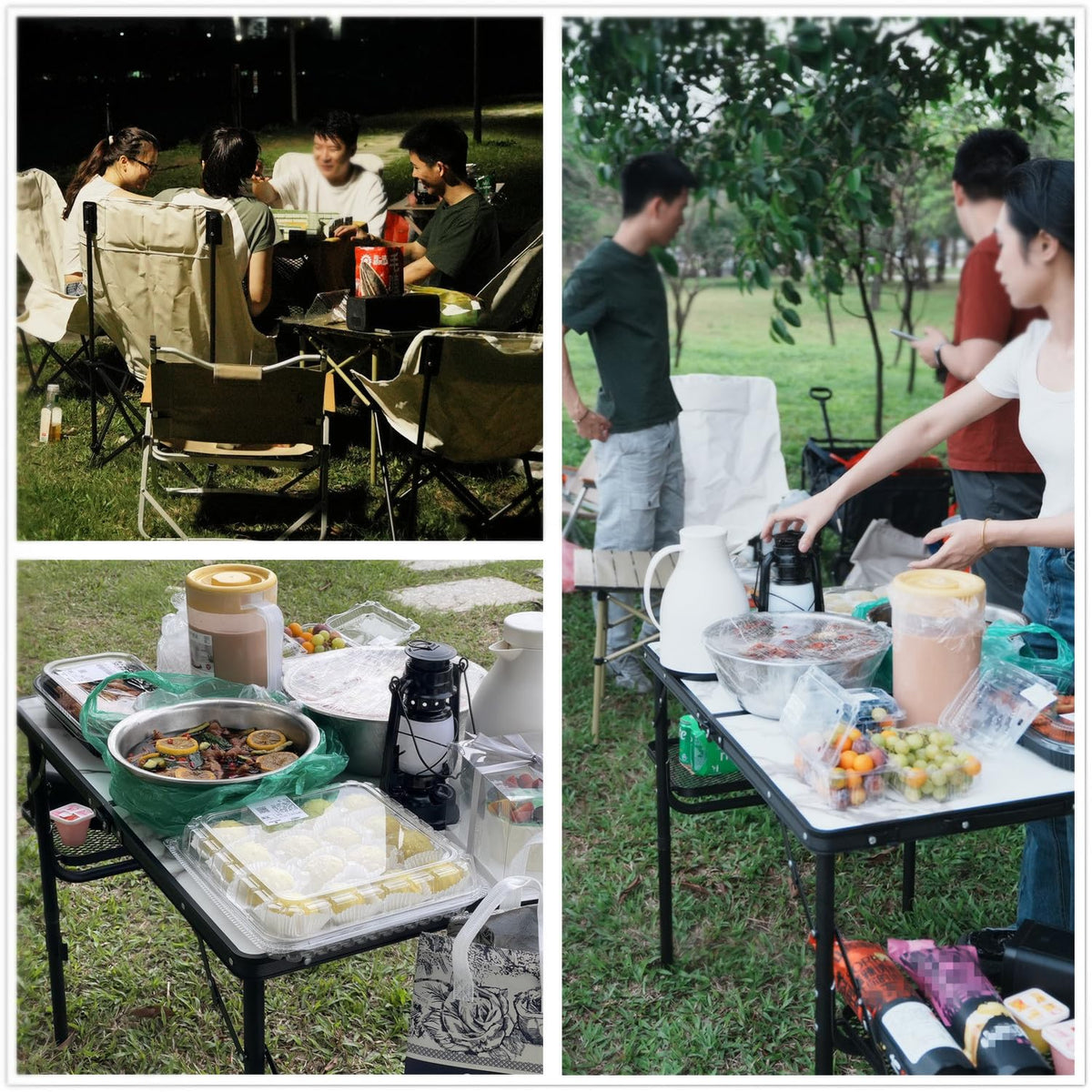Folding Camping Table 3ft Aluminum with Side Racks & Storage Net E611