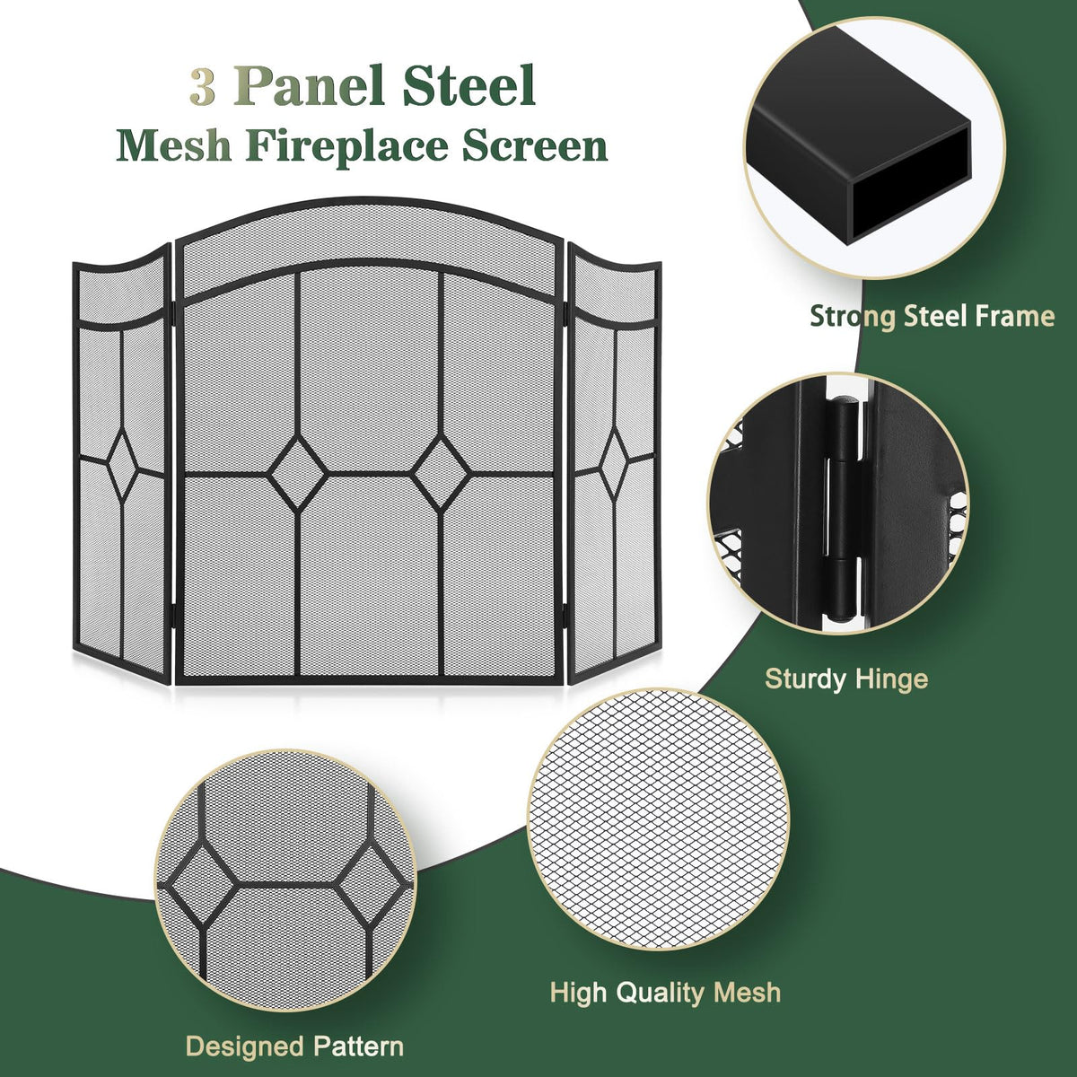 Fireplace Screen 3 Panel 48" x 30" C7044