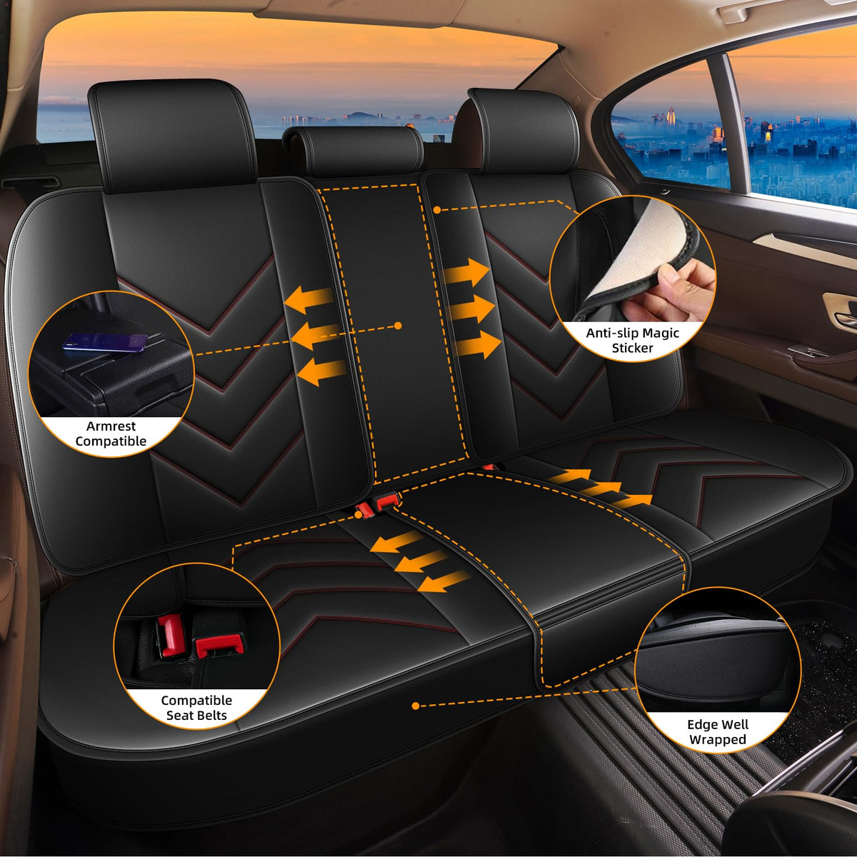 Waterproof Leather Full Set Car Seat Covers F6215