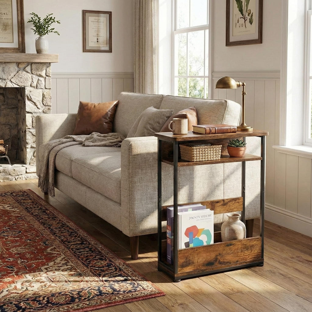 3-Tier Narrow Side Table with Storage Shelf Q270